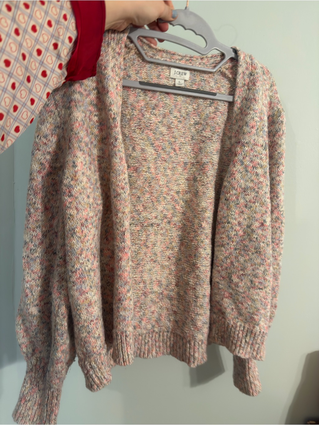 J. Crew Pastel Speckled Open-Front Cardigan Sweater